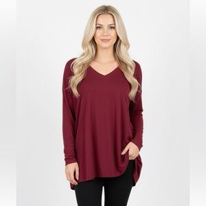 Piko burgundy bamboo top size small new with tags